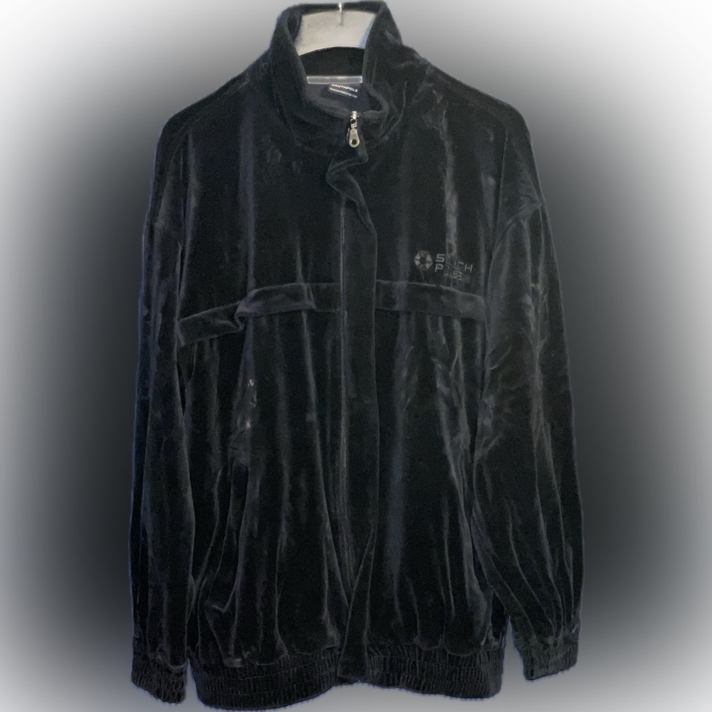 South Pole Velour Jacket Black Y2K Sz Large Streetwear